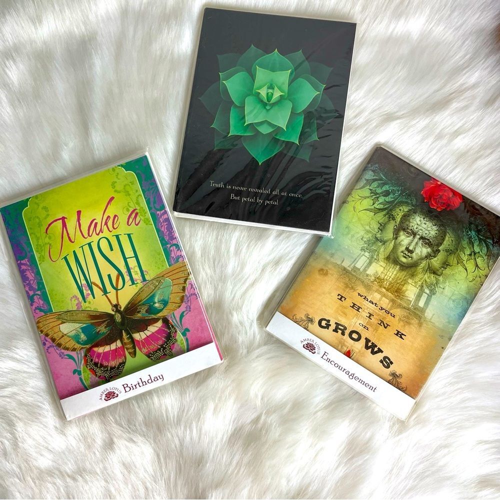 Amber Lotus Encouragement & Birthday Card Sets with envelopes
